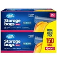 thumbnail image 1 of Clearware  Quart Food Storage Bags, 150 Count, Double Zipper Seal (2 Boxes of 75), 1 of 7