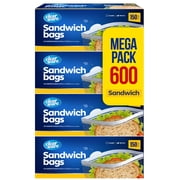 Clearware Sandwich Bags, Zipper Seal - 600 Count, 4 Pack