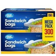 Clearware Zipper Top Sandwich Bags, 300 Count, 2 Pack