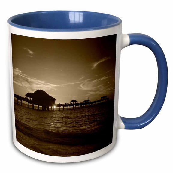 3drose, Clearwater Beach and Pier at Sunset, Florida, Usa - Us10 Aje0289 - Adam Jones, 11oz Two-tone Blue Mug