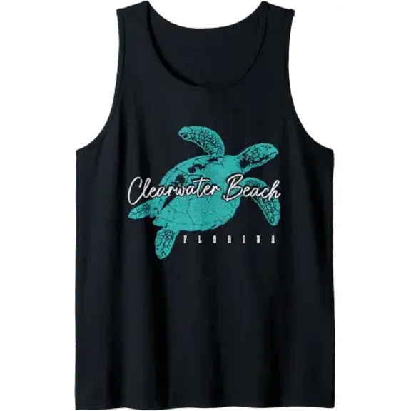 Clearwater Beach Florida Fl Sea Turtle Diver Tank Top Size S-3XL