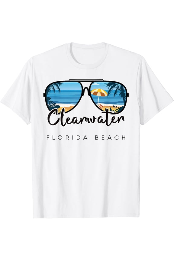 Clearwater Beach Florida Palm Tree Sunglasses Souvenir T-Shirt