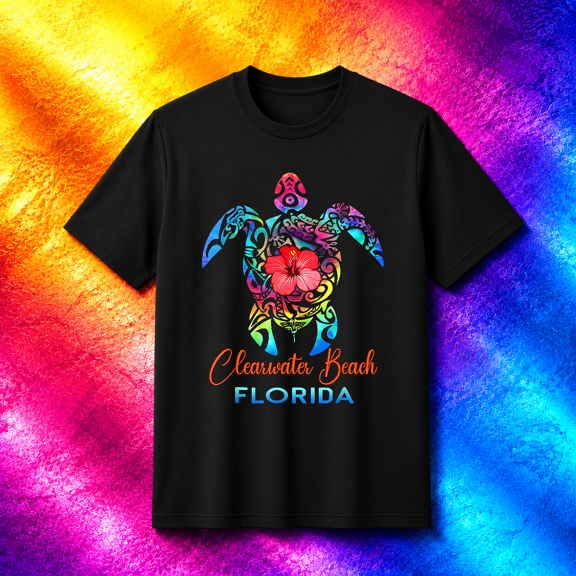 Clearwater Beach Florida Sea Turtle Summer Vacation Sunset Unisex T-Shirt V25847,S- 5XL