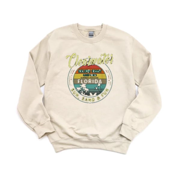 Clearwater Beach Florida Summer Vacation Sunshine Sand Graphic Style Art SweatShirt Unisex, up to 5XL