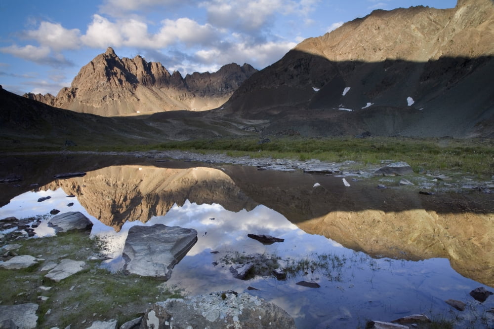 Clearwater Mountains Reflecting In Lake In Interior Alaska During Summer Canvas Art - Carl R Battreall Design Pics (38 x 24)