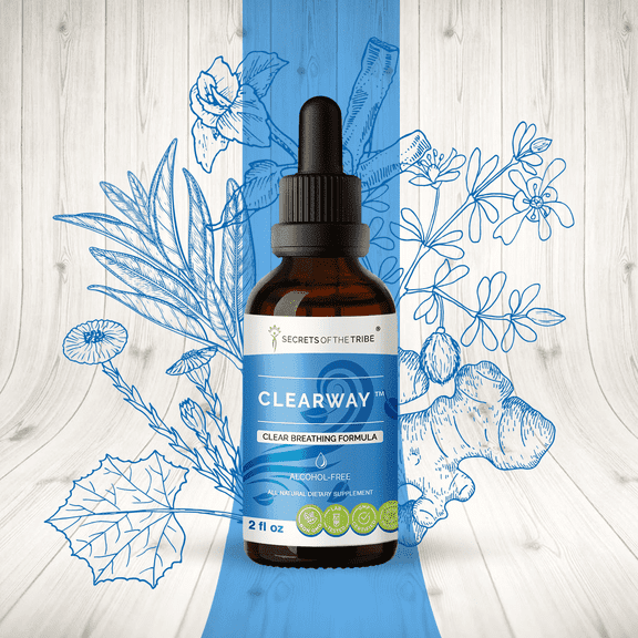 Secrets Of The Tribe Clearway Blend Tincture Dietary Supplement, Natural Extract, Made from Licorice, Chaparral, Ginger, Thyme, Sage, Peppermint. 2 oz