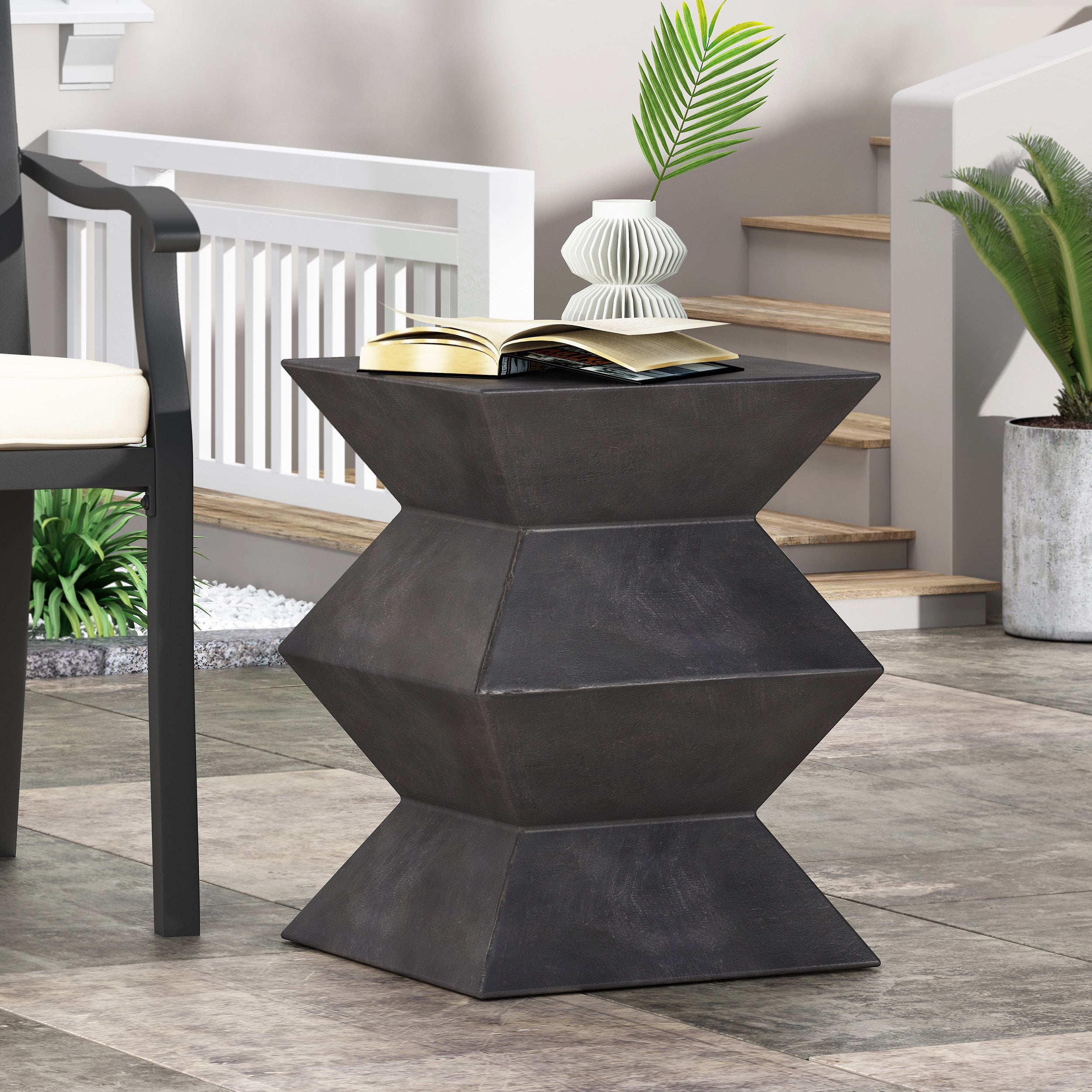 Cleary Lightweight Concrete Outdoor Side Table, Antique Copper