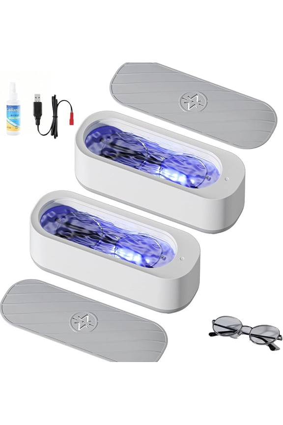 Clearzy Ultrasonic Cleaner, Professional Sonic Cleaner with One-Touch Operation, Portable Ultrasound Cleaner for Rings, Glasses,Jewelry, Dentures Cleaner, Rechargeable（1pcs）