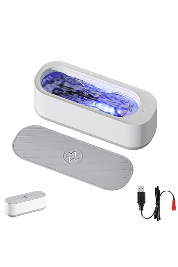 Clearzy Ultrasonic Glasses Cleaner, Glasses Cleaning Machine, Rechargeable Eyeglass Cleaner Machine, Deep-Cleans Oil, for Eyeglass, Jewelry (White)