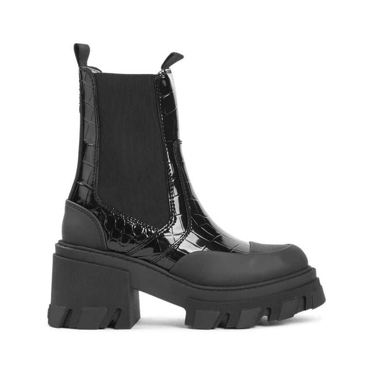 Ganni Female Cleated Mid Chelsea Boots Synthetic Leather Black Black Sizes EU 34 50 2 3 Walmart