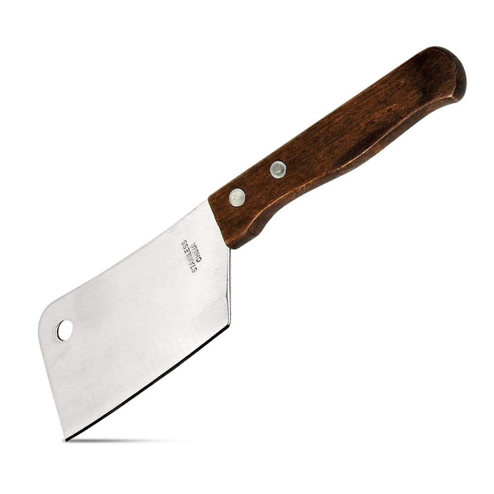 Cleaver Chopping Knife, Sharp Stainless Steel Blade, Hardwood Handle, for Kitchen, Restaurant, Camping, Survival.