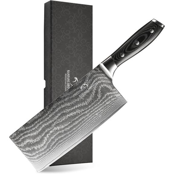 Cleaver Knife, 7" - Chinese Cleaver with VG10 Core Blades, 67-Layer Damascus Steel with Non-slip Micarta Wood Ergonomic Handle, Meat Cleaver for Heavy-Duty Chopping and Slicing