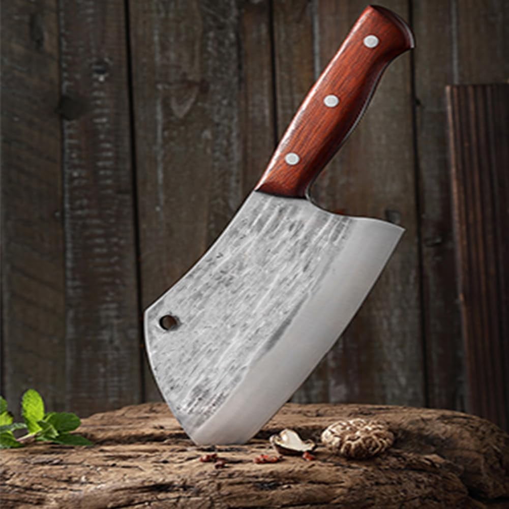 Cleaver Knife, 7" Serbian Chef Knivese,Butcher Knife High Carbon Steel