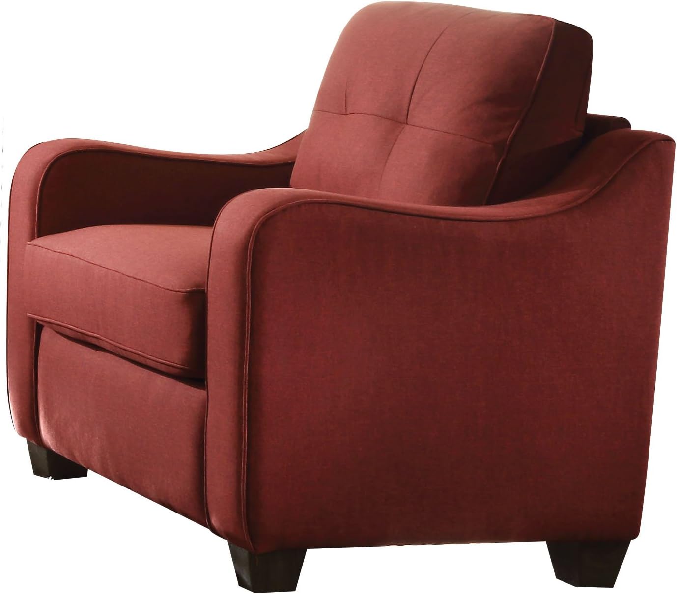 Cleavon II Modern Red Linen Chaise with Wood Grain Legs