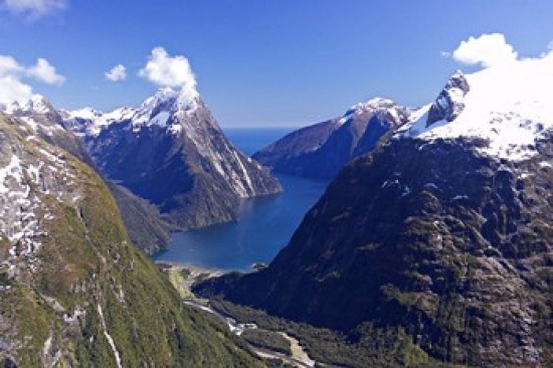 Cleddau Valley Mitre Peak and Milford Sound South Island New Zealand Canvas Art - David Wall DanitaDelimont (36 x 24)