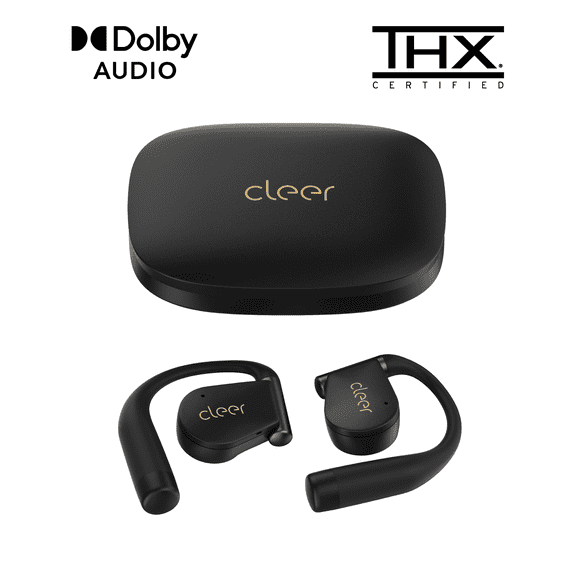 Cleer ARC 4 Open-Ear Sport Headphones with Dolby Audio & THX Certified Sound, IPX7 Waterproof Workouts & Running Sport Earbuds, 32H Playtime – Black