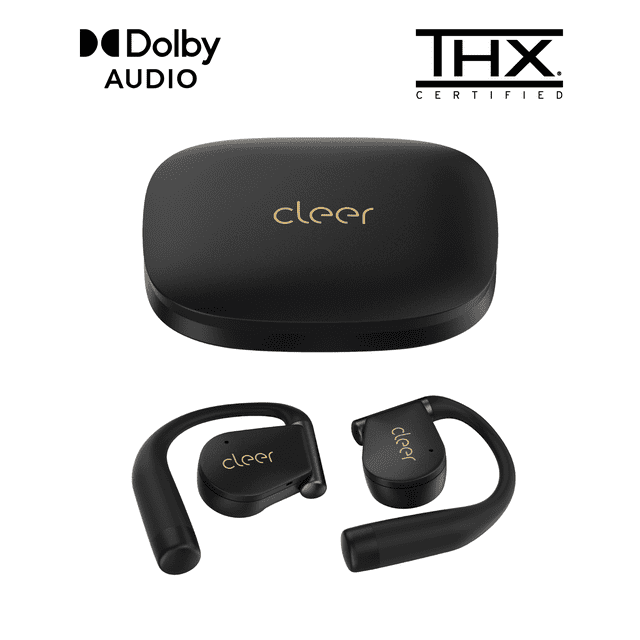 Cleer ARC 4 Open-Ear Sport Headphones with Dolby Audio & THX Certified Sound, IPX7 Waterproof Workouts & Running Sport Earbuds, 32H Playtime – Black