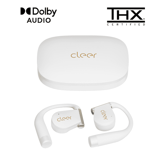 Cleer ARC 4 Open-Ear Sport Headphones with Dolby Audio & THX Certified Sound, IPX7 Waterproof Workouts & Running Sport Earbuds, 32H Playtime – White