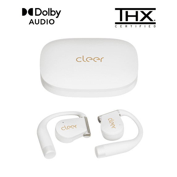 Cleer ARC 4 Open-Ear Sport Headphones with Dolby Audio & THX Certified Sound, IPX7 Waterproof Workouts & Running Sport Earbuds, 32H Playtime – White