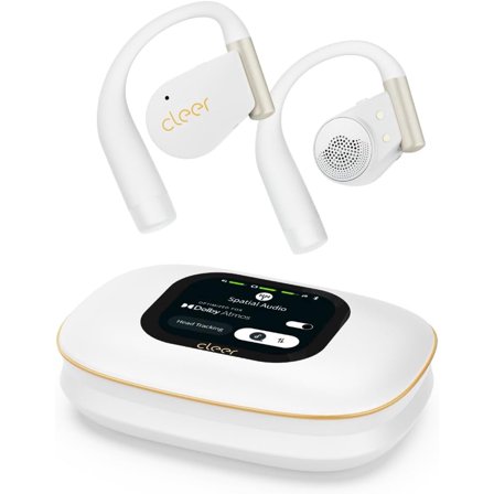 Cleer ARC 5 Open-Ear Wireless Earbuds with Ear Hooks, Dolby Atmos & THX Spatial Audio, 60H Battery, Fast Charge, IPX7 Waterproof Sports Headphones for Running & Workouts, White