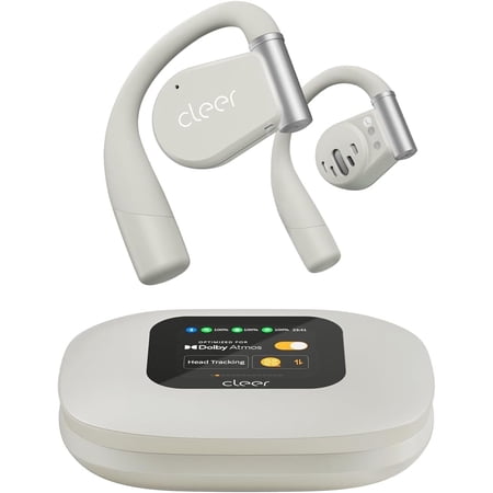 Cleer ARC3 Open Ear True Wireless Earbuds with Secure Earhooks, Water Resistant IPX7, Built-in Microphone, Grey