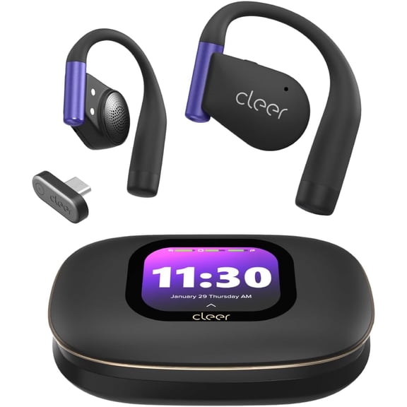 Cleer ARC5 Gaming Open-Ear Wireless Earbuds | THX Certified, Spatial Audio, Head Tracking, Snapdragon Sound, LDAC, AptX Lossless, <30ms Low Latency Dongle, Dolby Atmos, 60H Battery - Black
