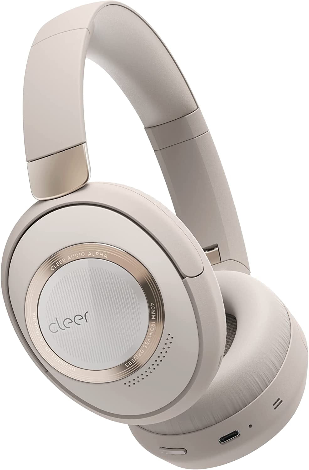 Cleer Audio ALPHA Over-Ear Adaptive ANC Noise-Canceling Bluetooth Headphones with Microphones - Stone