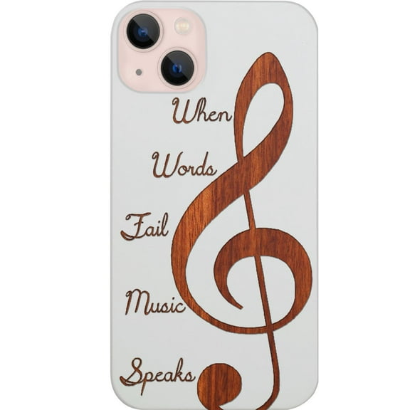 Clef 2 - Engraved Wooden Phone Case for iPhone 14 Plus, Color: White