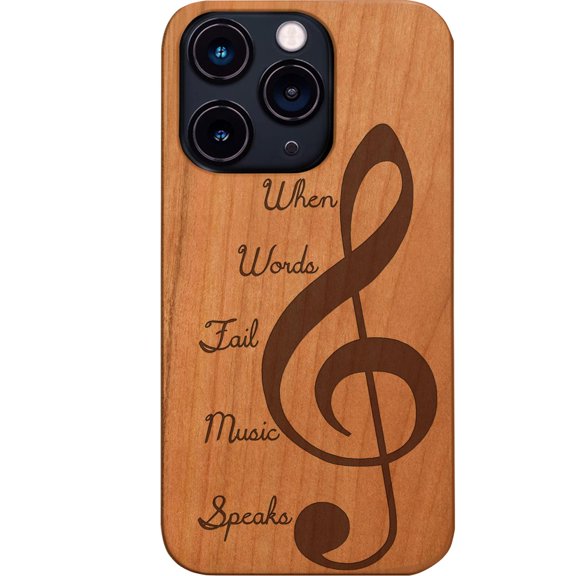 Clef 2 - Engraved Wooden Phone Case for iPhone 14 Pro, Color: Cherry