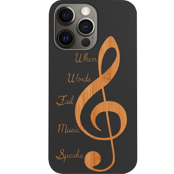 Clef 2 - Engraved Wooden Phone Case for iPhone 14 Pro Max, Color: Black