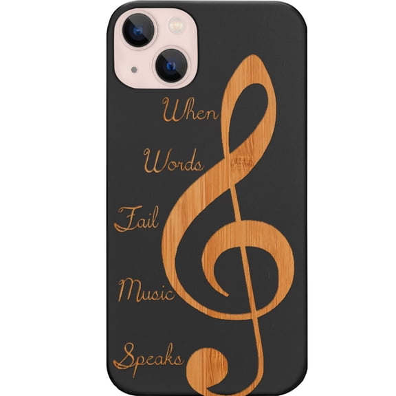 Clef 2 - Engraved Wooden Phone Case for iPhone 15, Color: Black