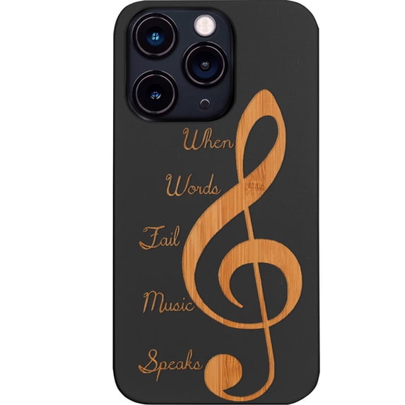 Clef 2 - Engraved Wooden Phone Case for iPhone 15 Pro, Color: Black