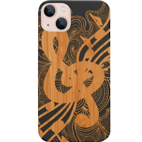 Clef 3 - Engraved wooden Phone case for iPhone 14 , Color: Black