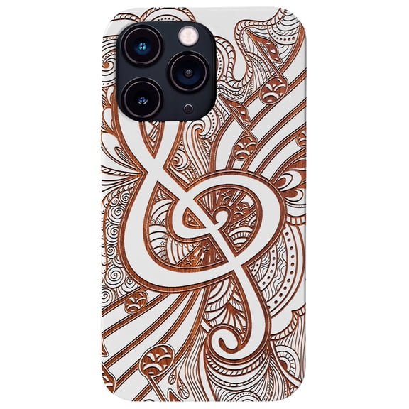 Clef 3 - Engraved wooden Phone case for iPhone 15 Pro , Color: White