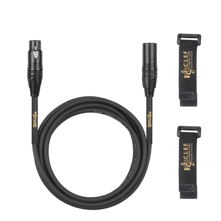 Clef Audio Labs XLR Male to XLR Female, Black Zinc Alloy Shell/PVC Jacket -15FT -1PK