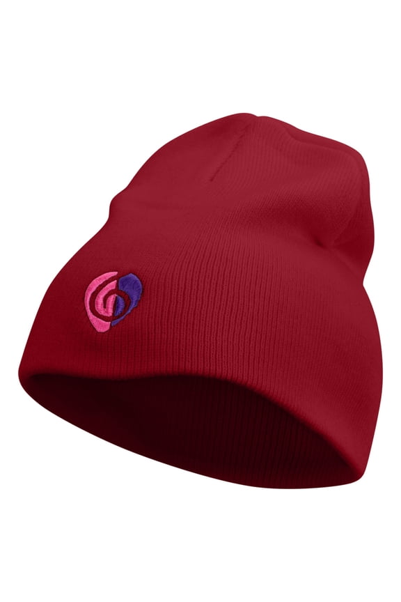 Clef Guitar Pick Embroidered 8 inch Acrylic Short beanie - Red OSFM