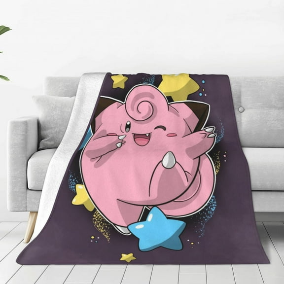 Clefairy Throw Blanket Ultra Soft Cozy Plush Fuzzy Flannel Blanket Lightweight Luxury Fleece Blanket Gifts for Travel Camping Home Decor 40"X30"