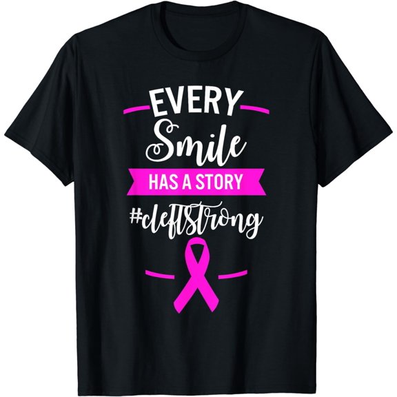 Cleft Lip And Palate Awareness Week Smile Strong Pink Ribbon T-Shirt