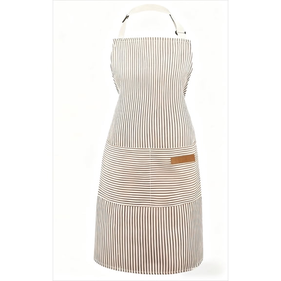 Clekit Unisex Kitchen Apron with Pockets, Adjustable, Stain-Resistant, 1-Pack Bib Apron, Gray& White Stripe