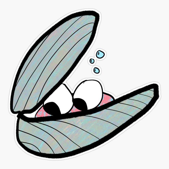 Clem the Clam (solo character no background/signature) Sticker