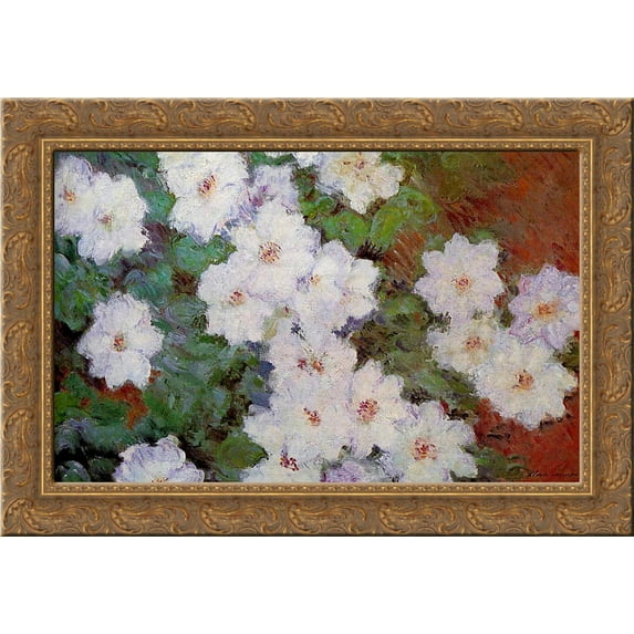 Clematis 24x19 Gold Ornate Wood Framed Canvas Art by Monet, Claude