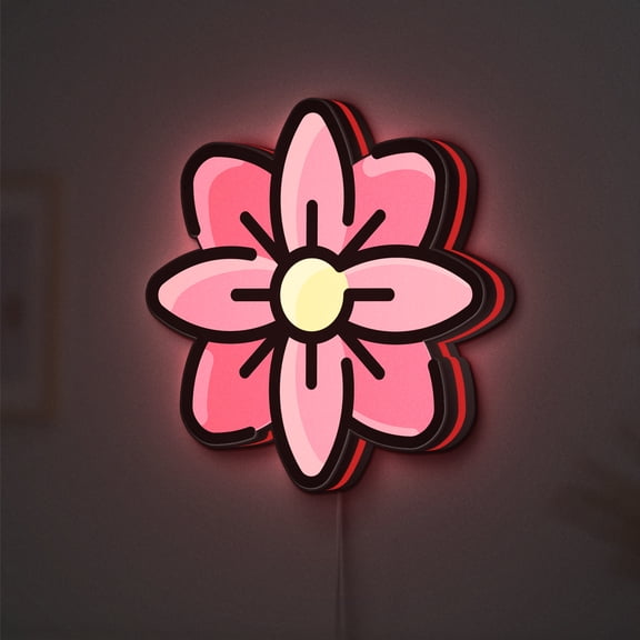 Clematis LED Lightbox - Nature Botanical Flower Blossom Decor, Custom Led Sign for Home Office Shop Decor (Height 16 inch, 40cm)