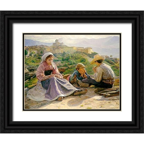 Clement, Gad Frederick 32x26 Black Ornate Wood Framed with Double Matting Museum Art Print Titled - Pastorale, Civita DAntino