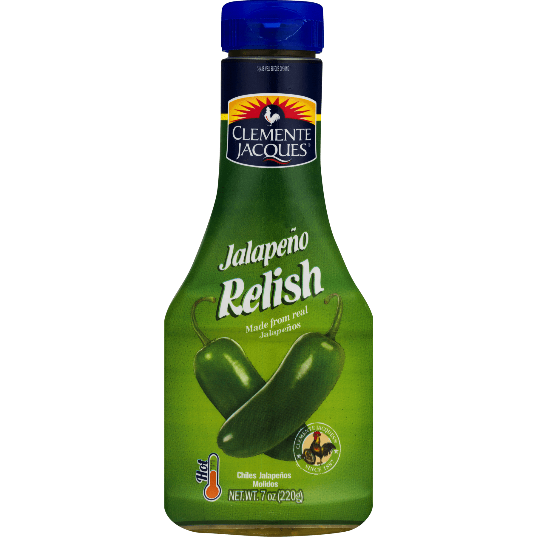 Clemente Jacques Hot Jalapeño Relish, Spicy Relish Condiment, 7 oz