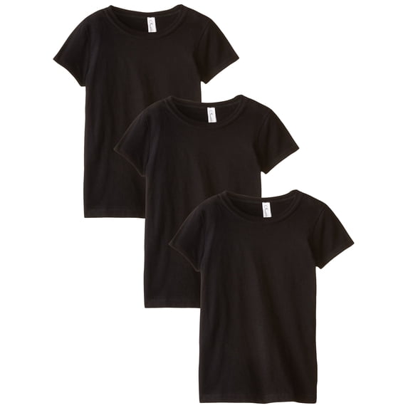 Clementine Apparel Big Girls' Three-Pack Everyday Crew Neck T-Shirts 3-Pack, Sizes 4-16