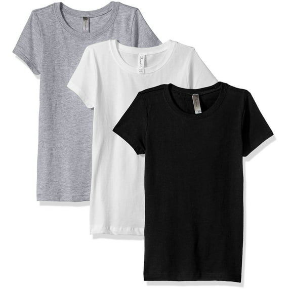 Clementine Apparel Big Girls' Three-Pack Everyday Crew Neck T-Shirts 3-Pack