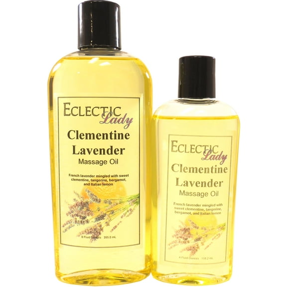 Clementine Lavender Massage Oil by Eclectic Lady, 8 oz, Sweet Almond Oil and Jojoba Oil