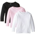 thumbnail image 1 of Clementine Little Girls' 3-Pack Toddler Long Sleeve Basic T-Shirt, Sizes 2-6 Yrs, 1 of 7