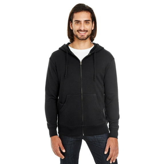 Clementine Men Women French Terry Hoodie Unisex zip-up Sweatshirt - Small - Solid Black