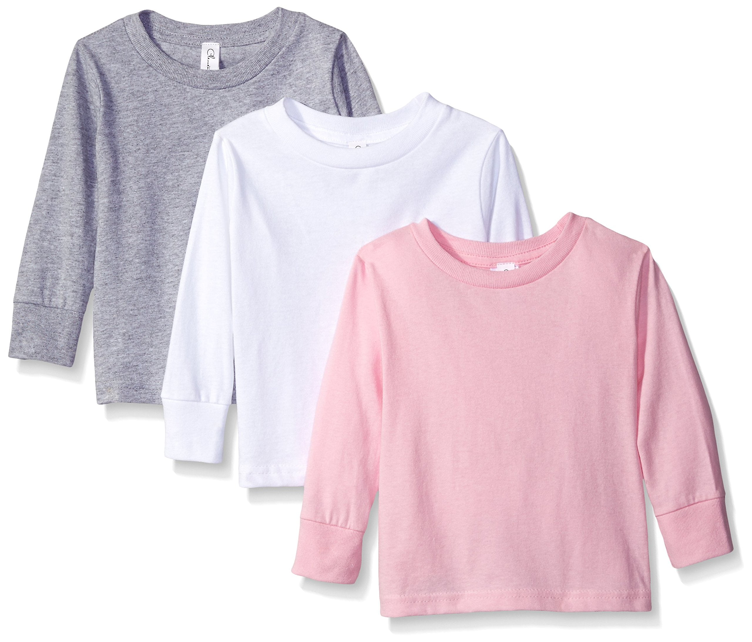 Clementine Toddler Unisex Everyday Long Sleeve Toddler T-Shirts Crew 3-Pack